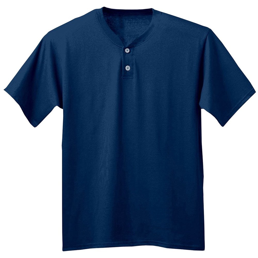 A4 Adult 2-Button Performance Interlock Moisture Henley Shirt, Nvy, XXX-Large