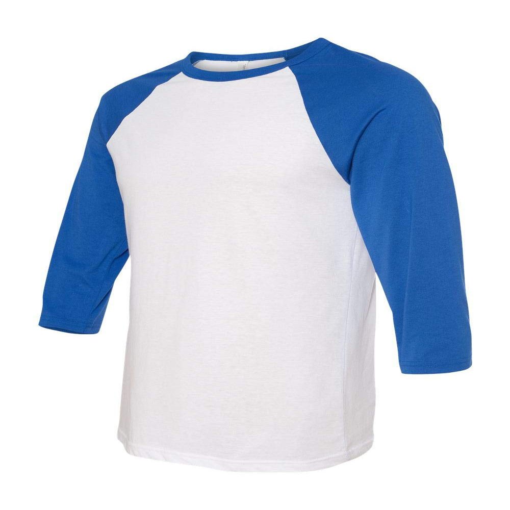 Canvas Unisex 3/4-Sleeve Baseball T-Shirt, Wht/True Royal, XX-Large