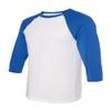 Canvas Unisex 3/4-Sleeve Baseball T-Shirt, Wht/True Royal, XX-Large view 1