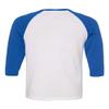 Canvas Unisex 3/4-Sleeve Baseball T-Shirt, Wht/True Royal, XX-Large view 3