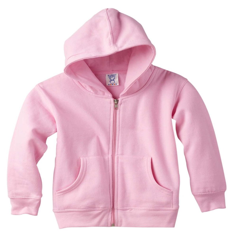 RABBIT SKINS Toddler Zip Jersey-Lined Hooded Sweatshirt, Pink, 2T
