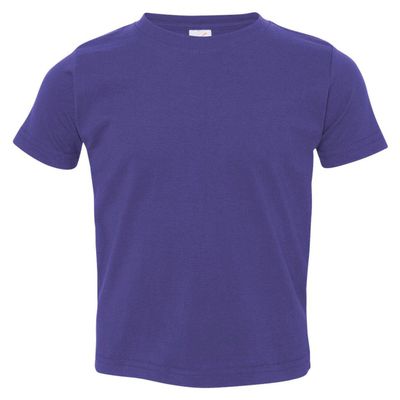 Rabbit Skins Toddler Soft Ribbed Crewneck Jersey T-Shirt, Purple, 3T