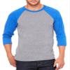 Canvas Unisex 3/4-Sleeve Baseball T-Shirt, Grey/True Royal TriBlend, Small view 1