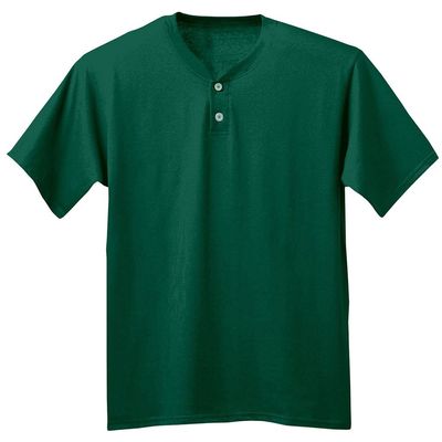 A4 Adult 2-Button Performance Interlock Moisture Henley Shirt, Forest, XX-Large