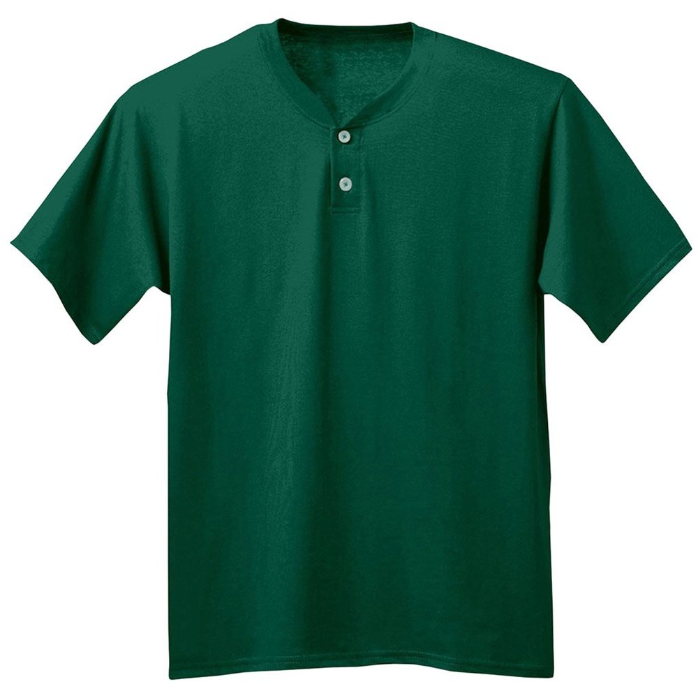A4 Adult 2-Button Performance Interlock Moisture Henley Shirt, Forest, XX-Large