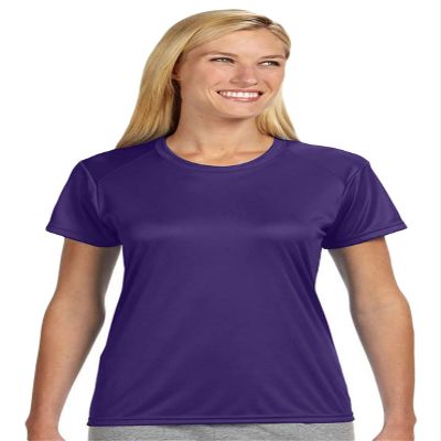 A4 Cooling Moisture Wicking Performance Interlock Shirt, Purple, X-Small