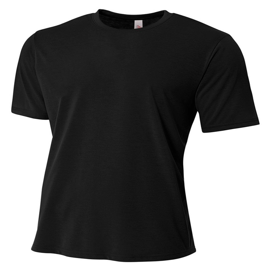 A4 Big Boys' Moisture Wicking Poly T-Shirt, Blk, Medium