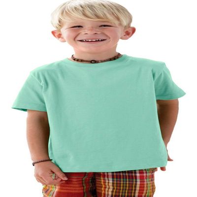 Rabbit Skins Toddler Soft Ribbed Crewneck Jersey T-Shirt, Chill, 5/6T