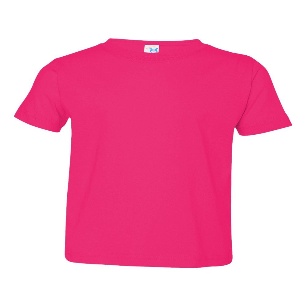 Rabbit Skins Toddler Soft Ribbed Crewneck Jersey T-Shirt, Hot Pink, 4T