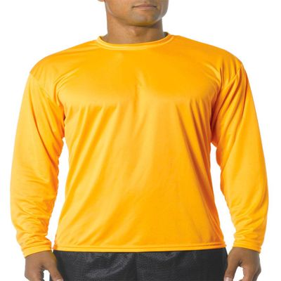 A4 Adult Cooling Performance Long-Sleeve T-Shirt, Gold, Medium