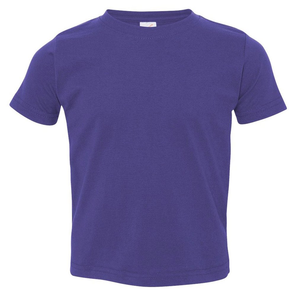 Rabbit Skins Toddler Soft Ribbed Crewneck Jersey T-Shirt, Purple, 5/6T