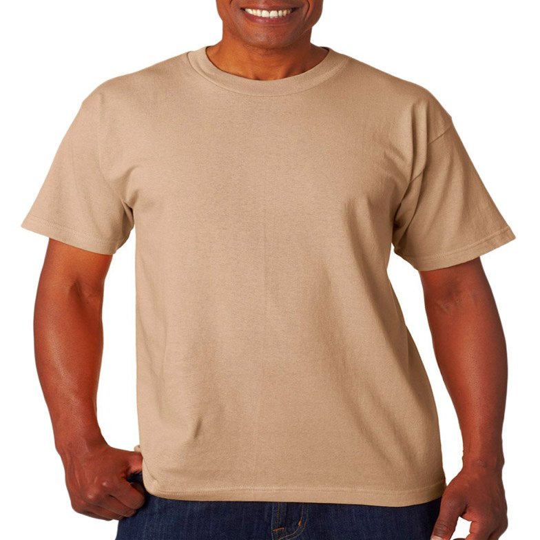 Bayside Adult American Preshrunk Shoulder Taping T-Shirt, Sand, XXXX-Large