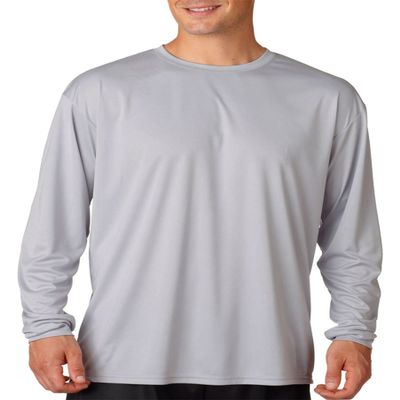 A4 Adult Cooling Performance Long-Sleeve T-Shirt, Silver, Small