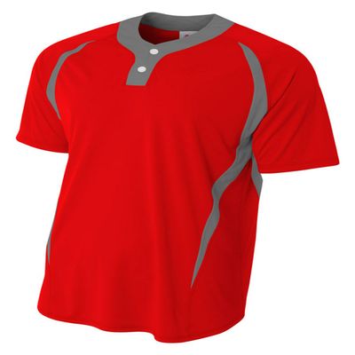 A4 Big Boys' Two-Button Color Block Baseball Henley, Silver/Wht, X-Large