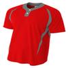 A4 Big Boys' Two-Button Color Block Baseball Henley, Silver/Wht, X-Large view 1