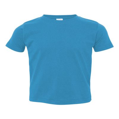 Rabbit Skins Toddler Soft Ribbed Crewneck Jersey T-Shirt, Turquoise, 3T