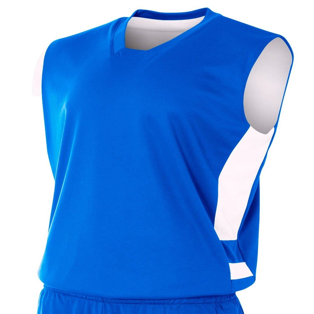 A4 Youth Reversible Speedway Muscle T-Shirt, Royal/Wht, Small