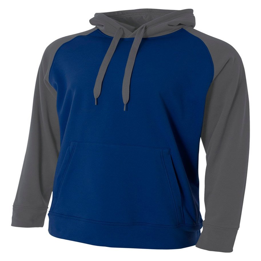 A4 Big Boys' Color Block Tech Fleece Hoodie, Large, Navy/Graphite