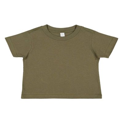 Rabbit Skins Toddler Soft Ribbed Crewneck Jersey T-Shirt, Military Green, 2T