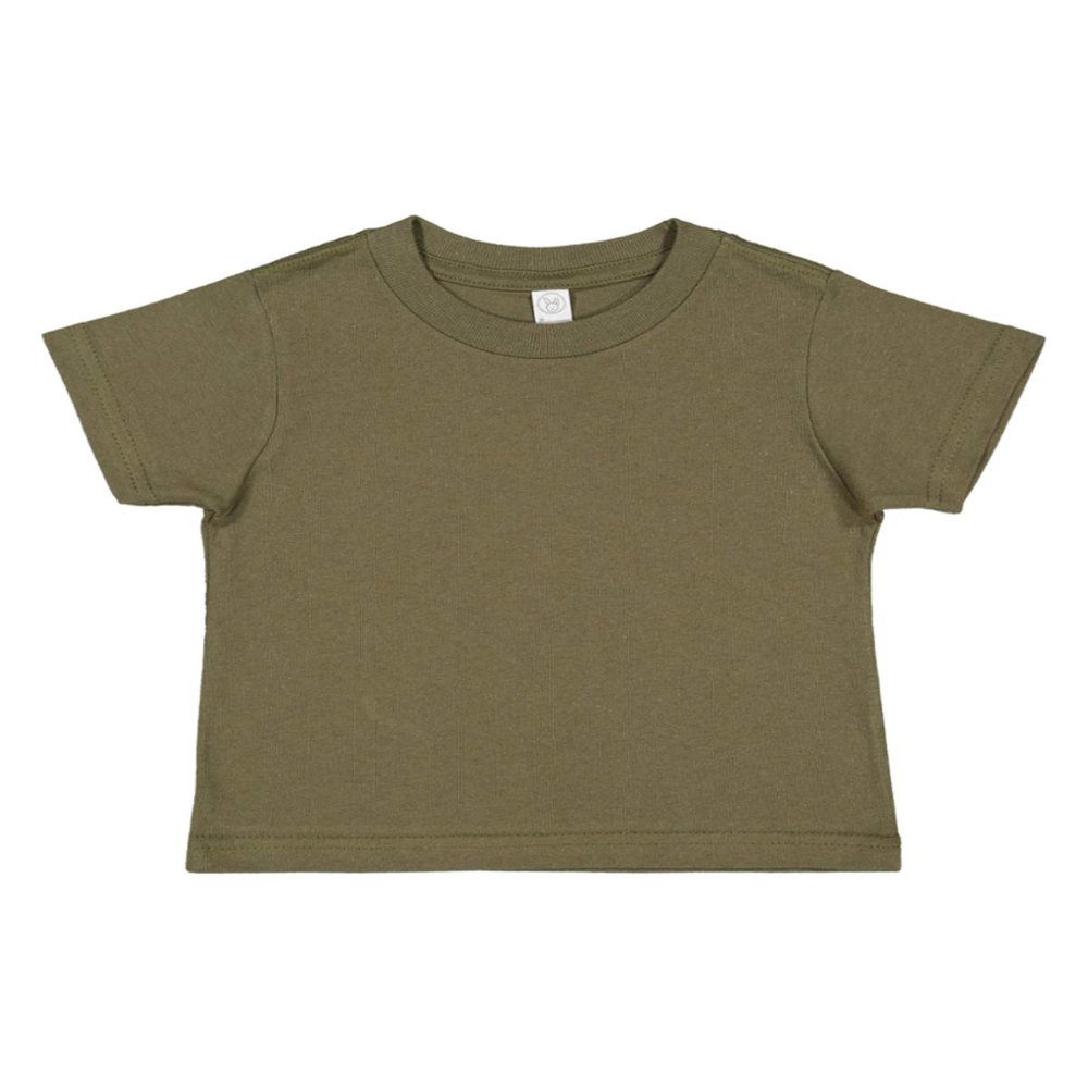 Rabbit Skins Toddler Soft Ribbed Crewneck Jersey T-Shirt, Military Green, 3T