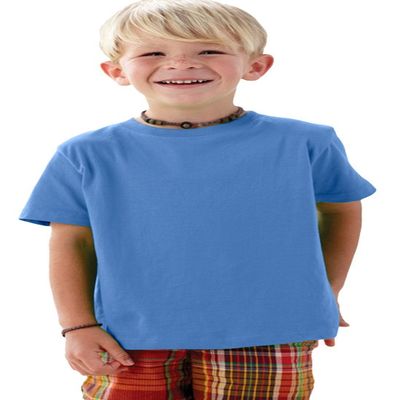 Rabbit Skins Toddler Soft Ribbed Crewneck Jersey T-Shirt, Carolina Blue, 5/6T