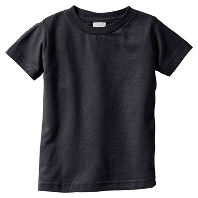 Rabbit Skins Infant Fine Topstitch Ribbed Collar T-Shirt, Blk, 6 Months