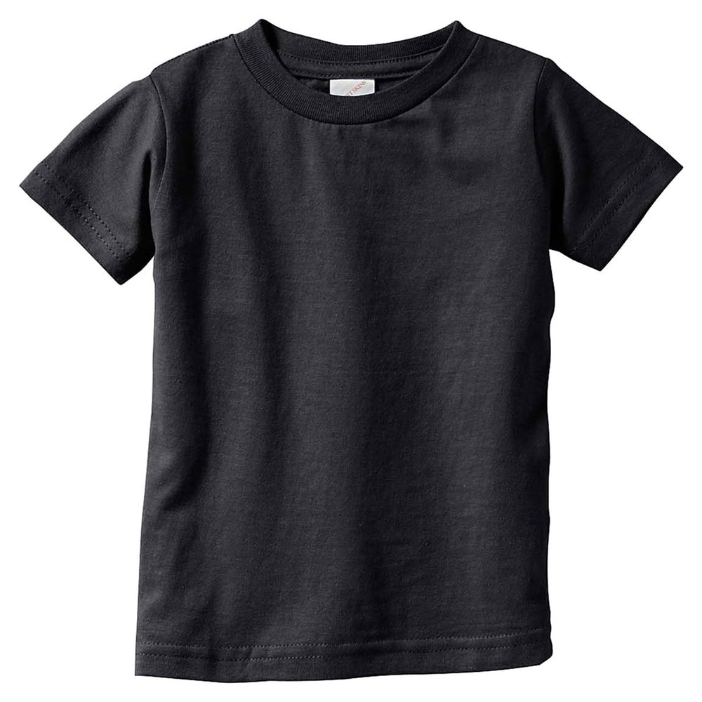 RABBIT SKINS Infant Fine Topstitch Ribbed Collar T-Shirt, Blk, 18 Months