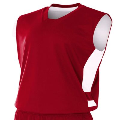 A4 Youth Reversible Speedway Muscle T-Shirt, Cardinal/Wht, Large