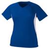 A4 Ladies' Color Block Performance V-Neck T-Shirt, Royal/Wht, Large view 1