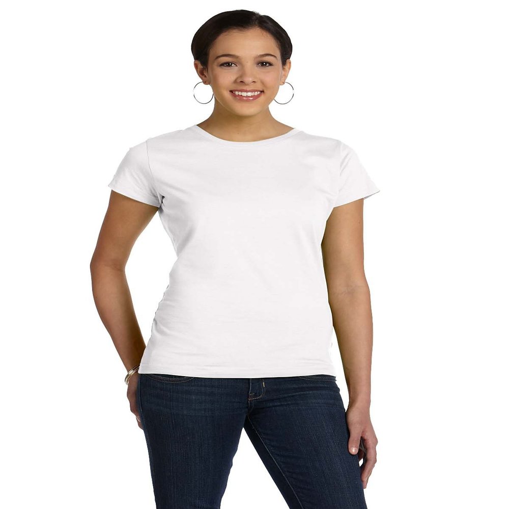 LAT Women's Taped Neck Longer Length Fine Jersey T-Shirt, White, XXX-Large