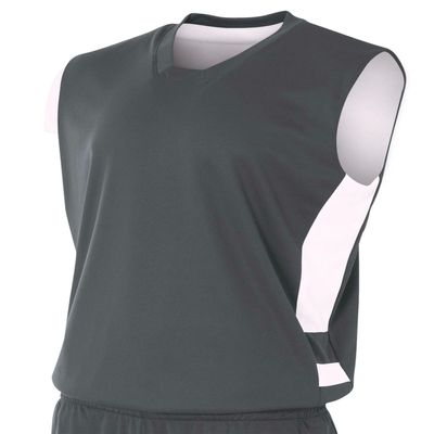 A4 Youth Reversible Speedway Muscle T-Shirt, Graphite/Wht, Small