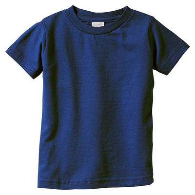 Rabbit Skins Infant Fine Topstitch Ribbed Collar T-Shirt, Nvy, 24 Months