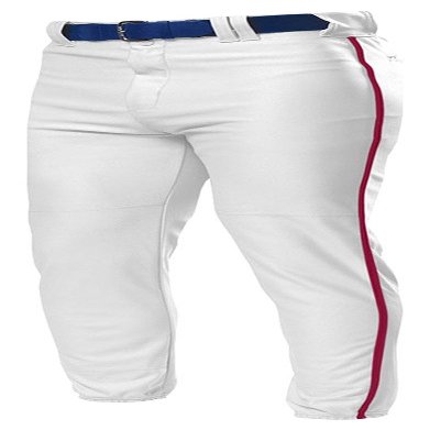 A4 Adult Pro Style Elastic Bottom Baseball Pant, Wht/Cardinal, X-Large
