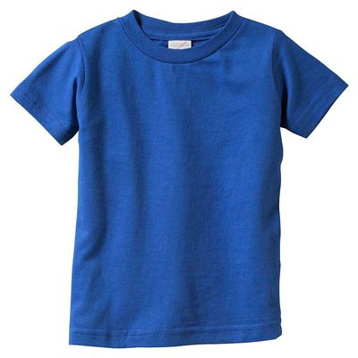 RABBIT SKINS Infant Fine Topstitch Ribbed Collar T-Shirt, Royal, 6 Months