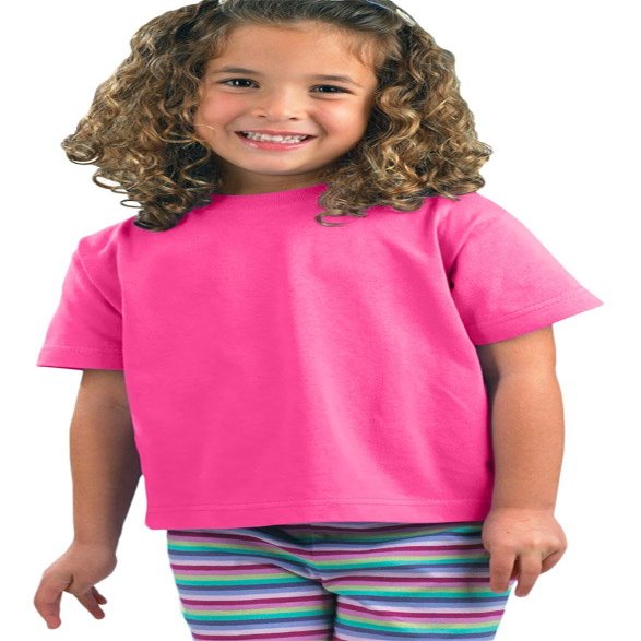 RABBIT SKINS Juvenile Jersey T-Shirt, Hot Pink, 5/6T