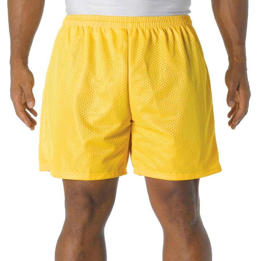 A4 Adult Comfort 7" Lined Tricot Mesh Wicking Short, Gold, XXXX-Large