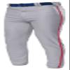 A4 Adult Pro Style Elastic Bottom Baseball Pant, Grey/Scarlet Red, Large view 1
