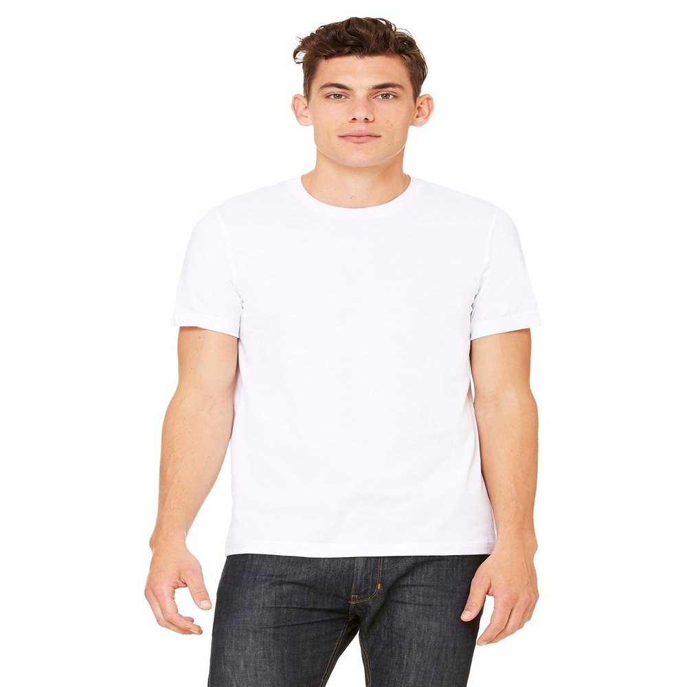 Canvas Bella Unisex Shoulder Taping Jersey T-Shirt, Solid Wht Blend, Small