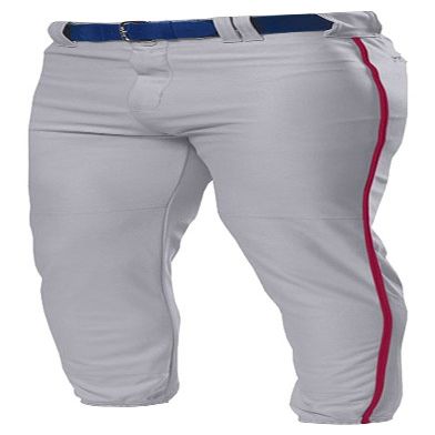 A4 Adult Pro Style Elastic Bottom Baseball Pant, Grey/Cardinal, XX-Large