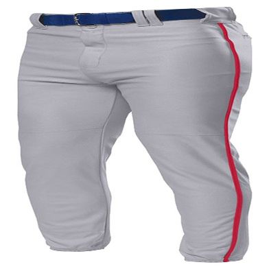 A4 Adult Pro Style Elastic Bottom Baseball Pant, Grey/Scarlet Red, Medium