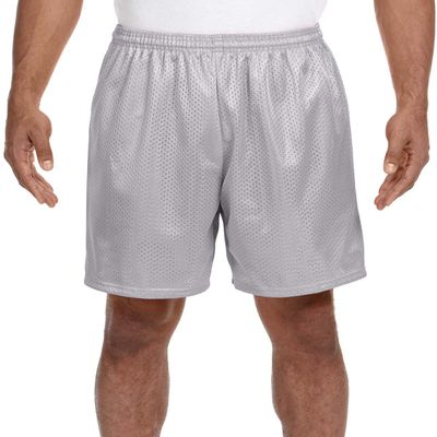 A4 Adult Comfort 7" Lined Tricot Mesh Wicking Short, Silver, XX-Large