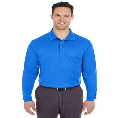 UltraClub Adult Cool & Dry Long-Sleeve Mesh Piqu Polo 3XL ROYAL