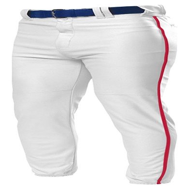 A4 Adult Pro Style Elastic Bottom Baseball Pant, Wht/Scarlet Red, X-Large