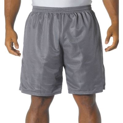 A4 Adult Comfort 7" Lined Tricot Mesh Wicking Short, Graphite, Medium