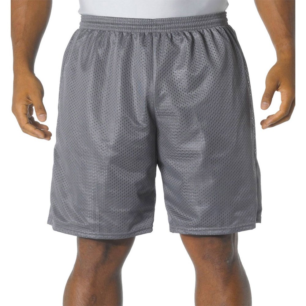 A4 Adult Comfort 7" Lined Tricot Mesh Wicking Short, Graphite, Medium