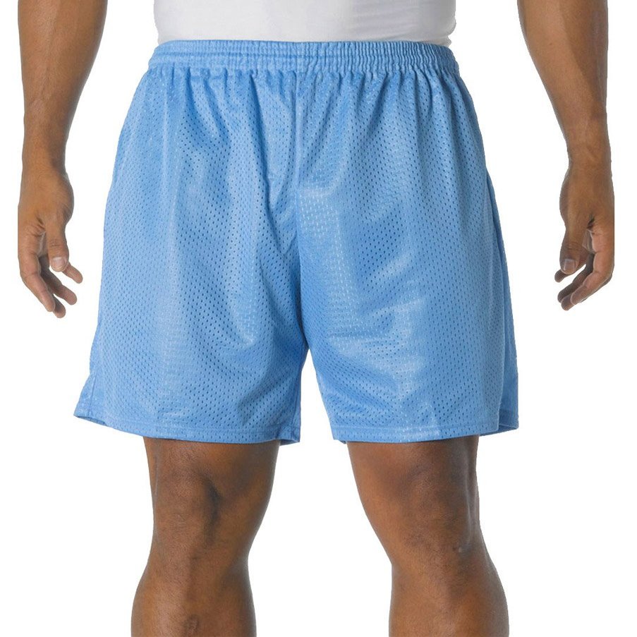 A4 Adult Comfort 7" Lined Tricot Mesh Wicking Short, Light Blue, Large