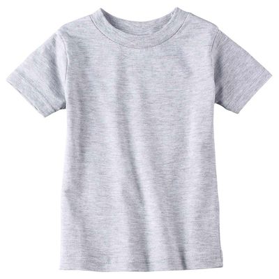 RABBIT SKINS Infant Fine Topstitch Ribbed Collar T-Shirt, HTHR, 18 Months