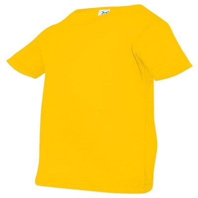 RABBIT SKINS Infant Fine Topstitch Ribbed Collar T-Shirt, Yellow, 6 Months