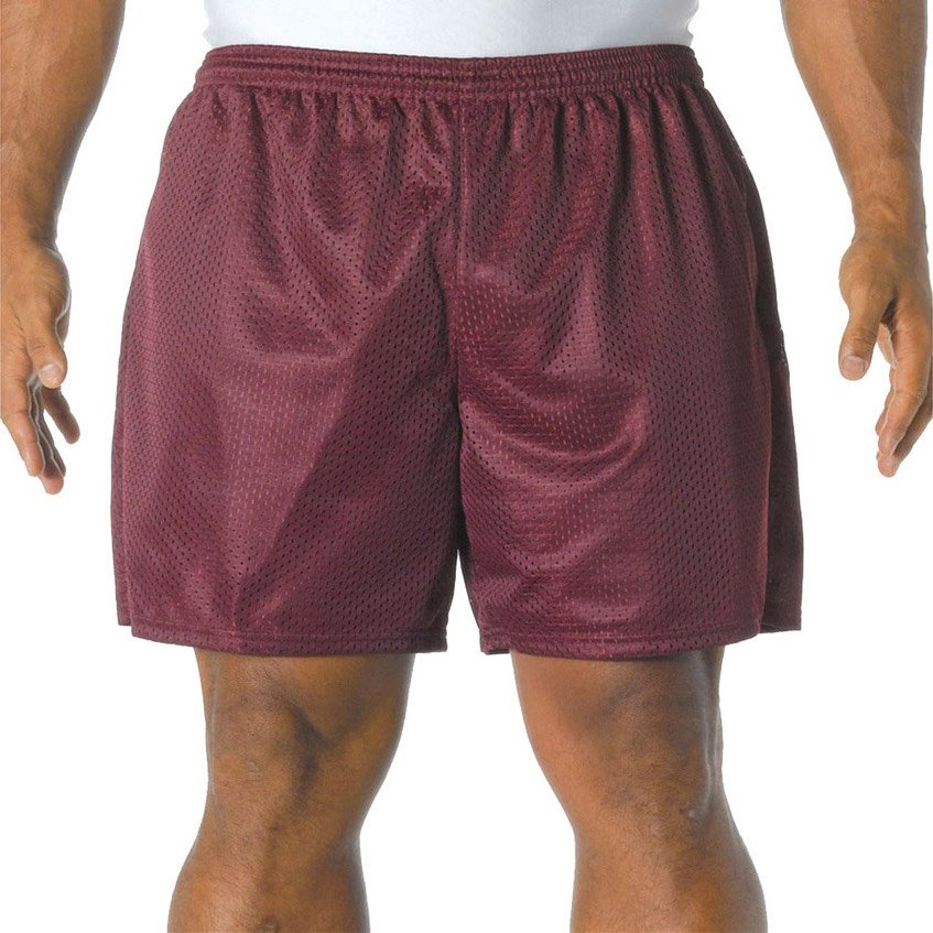 A4 Adult Comfort 7" Lined Tricot Mesh Wicking Short, Maroon, XXX-Large