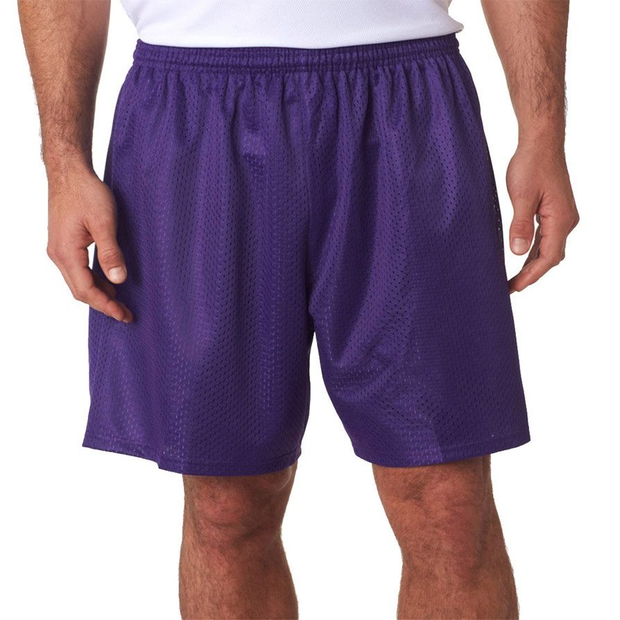 A4 Adult Comfort 7" Lined Tricot Mesh Wicking Short, Purple, XXX-Large